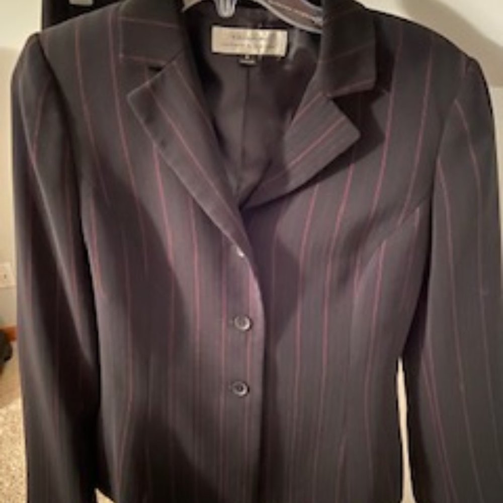 Black and red striped skirt suit - fully lined